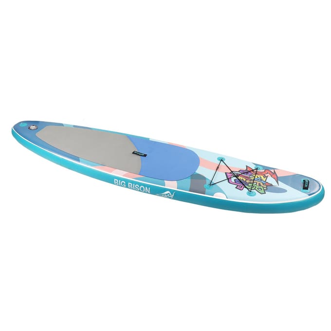 Planche de Stand Up Paddle Gonflable EVA Avec Leash Aileron Pompe Double Action Sac à Dos Pagaie Réglable pour Surf Vert vert
