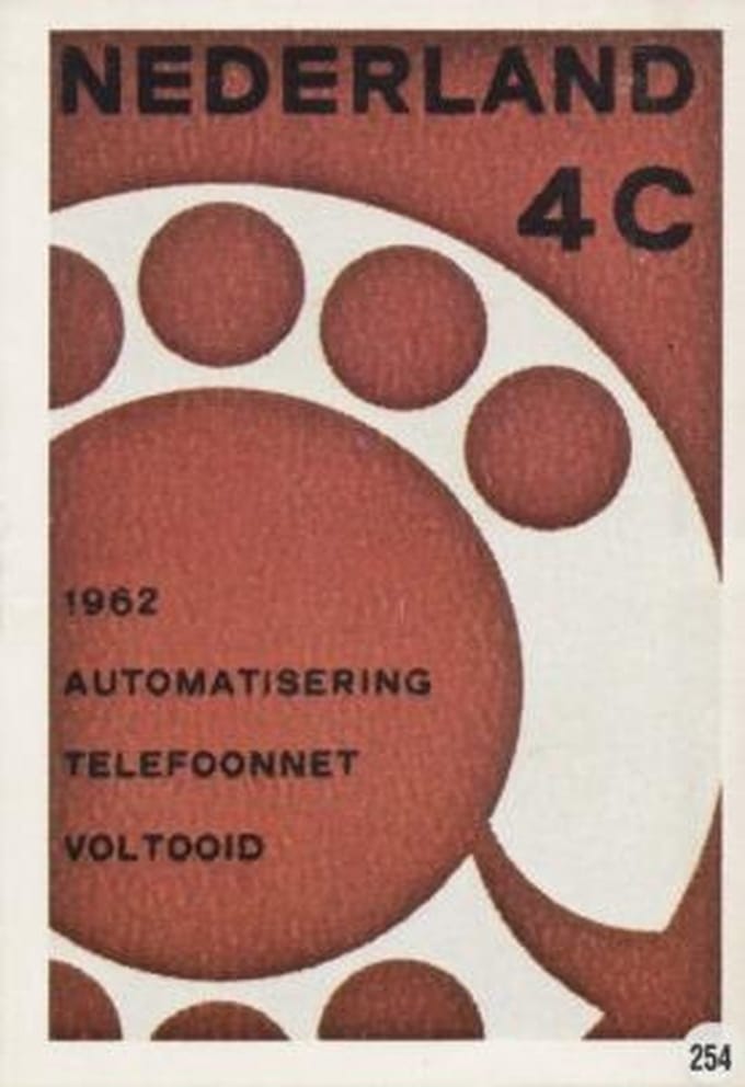 Briefkaart met afbeelding Telefonie – Kiesschijf postzegel