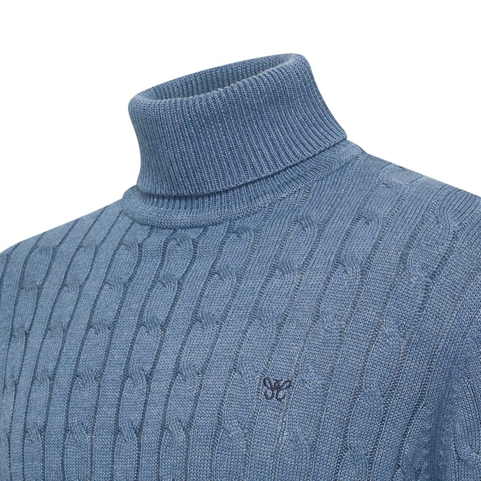 Cappuccino Italia - Heren Trui Pullover Aosta Cable - Blauw - Maat M