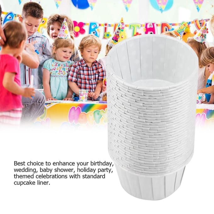 100PCS Mini Caissettes à Cupcakes Papier Rond Moules à Gâteau Tasses à Muffin Étuis Fête à la Maison Mariage#1 blanc