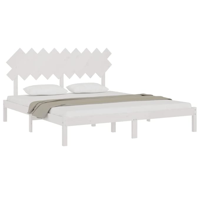 vidaXL - Bedframe - massief - hout - wit - 180x200 - cm