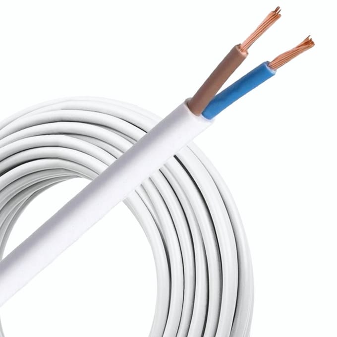VMVL (H05VV-F) kabel 2x1mm2 wit per rol 100 meter