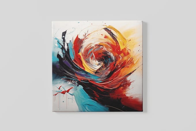 Vierkant Canvas Schilderij - Abstract - Kunst - Modern - Wandecoratie - 100x100x2 cm