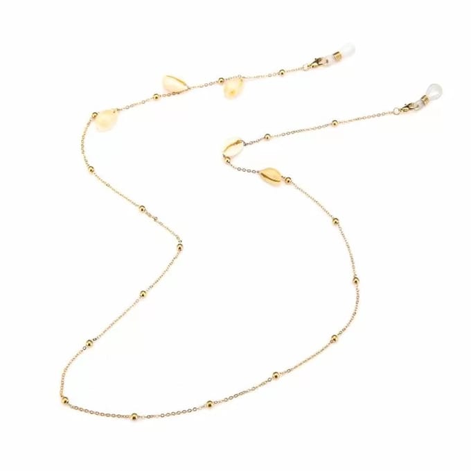 Bijoutheek Collier Brillenkoord Schelpen Balls Wit