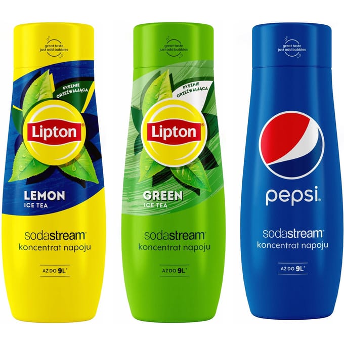 SodaStream Lipton - Limonadesiropen - Lemon Ice Tea - Green Ice Tea - Pepsi