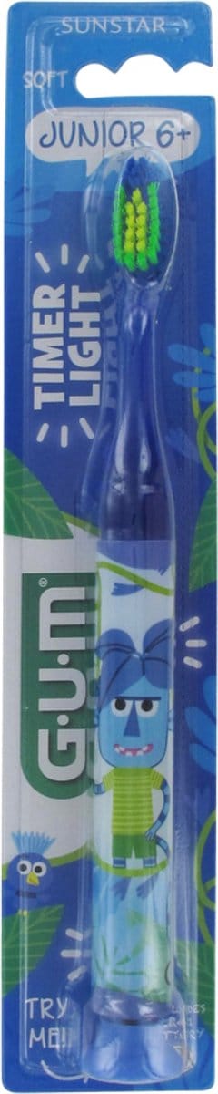 GUM Tandenborstel Tijdschakelaar Licht Junior 6+ 903 (Kleur : Blauw)