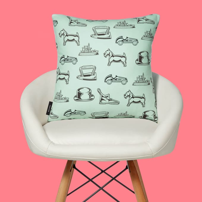 Monopoly Car Letterpress Square Cushion - 60x60cm - Soft Touch