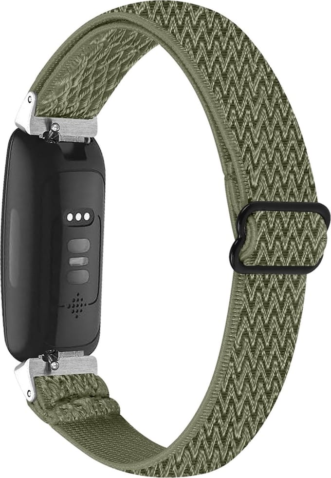 By Qubix - Compatible Fitbit bandje - Geschikt voor fitbit Inspire 3 - Elastische solo loop nylon bandje - Groen