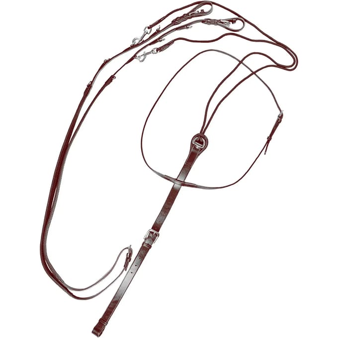 Leidsels voor paard met leren en rubberen martingale Equestro