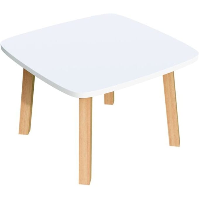 Bijzettafel 'WOODY', van massief hout, wit.