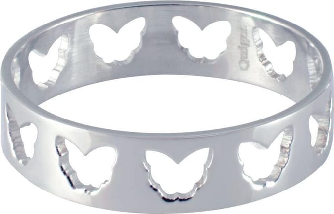 Quiges Stapelring Dames - Vulring Vlinders - RVS Zilverkleurig - Maat 19 - Hoogte 6mm