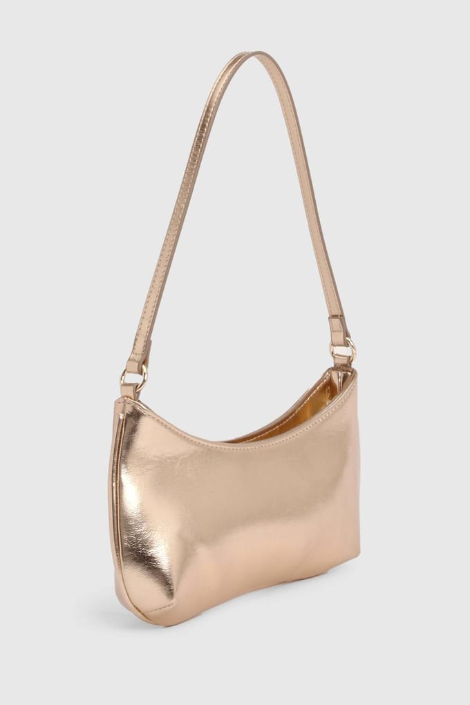 boohoo Dames Metallic Schoudertas | Rose Gold