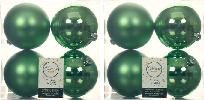 Decoris Kerstballen - 8x st - groen - D10 cm - kunststof - kerstversiering