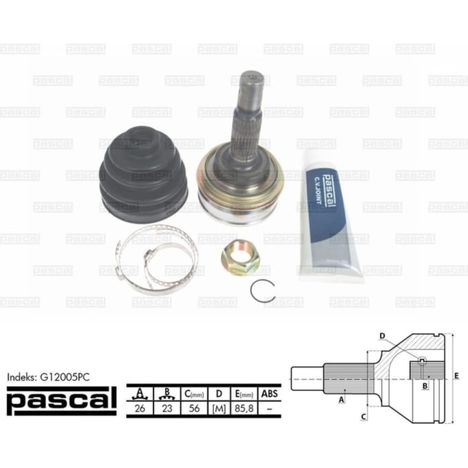 Homokineet reparatie set, aandrijfas PASCAL G12005PC