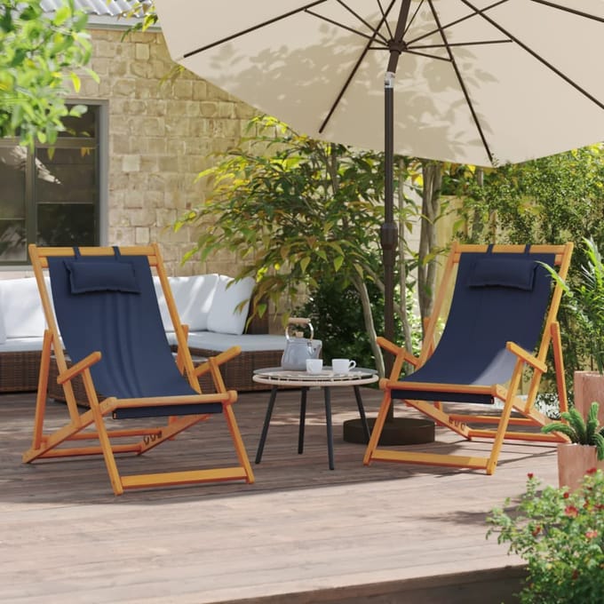 vidaXL - Opklapbare - stoelen, - 2 - stuks, - blauwe - stof