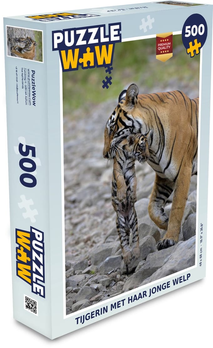 Puzzel Tijgerin met haar jonge welp - Legpuzzel - Puzzel 500 stukjes