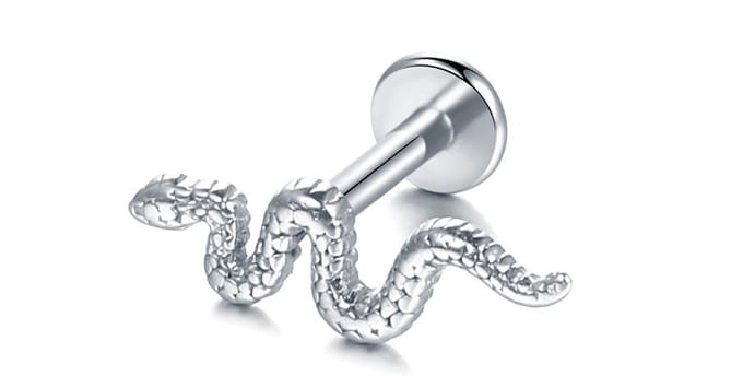 WeLoveSilver - piercing slangdesign - chirurgisch staal - zilver - 6x6x3