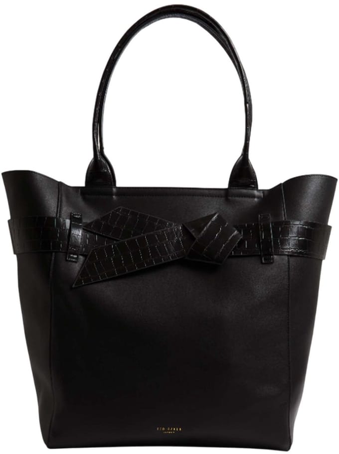 Ted Baker handtas schoudertas Jjoslyn Croc Effect Knot Bow Tote Bag Black zwart