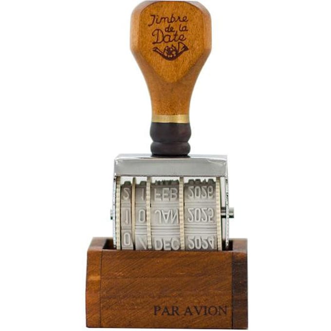 Tampon à rouleau avec manche en bois, style rétro, pour fabrication de cartes, scrapbooking, planificateur, journal, papeterie, fournitures de bureau