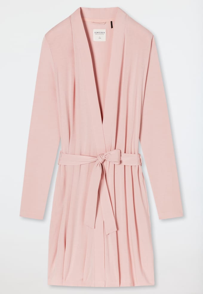 SCHIESSER Essentials badjas - dames kamerjas modal roze