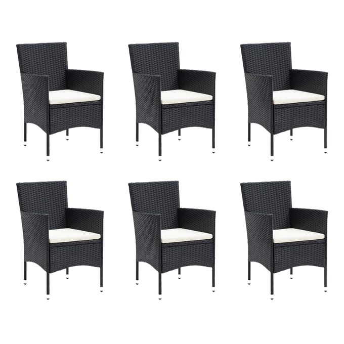 vidaXL - 7-delige - Tuinset - met - kussens - poly - rattan - zwart