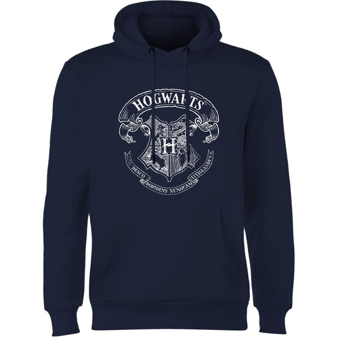 Harry Potter Hogwarts Crest Hoodie - Navy - XL