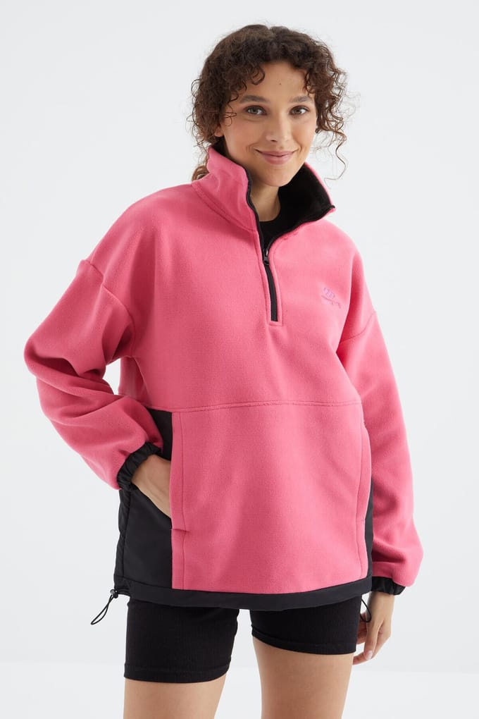 Oversized Half-zip Pluche Sweatshirt