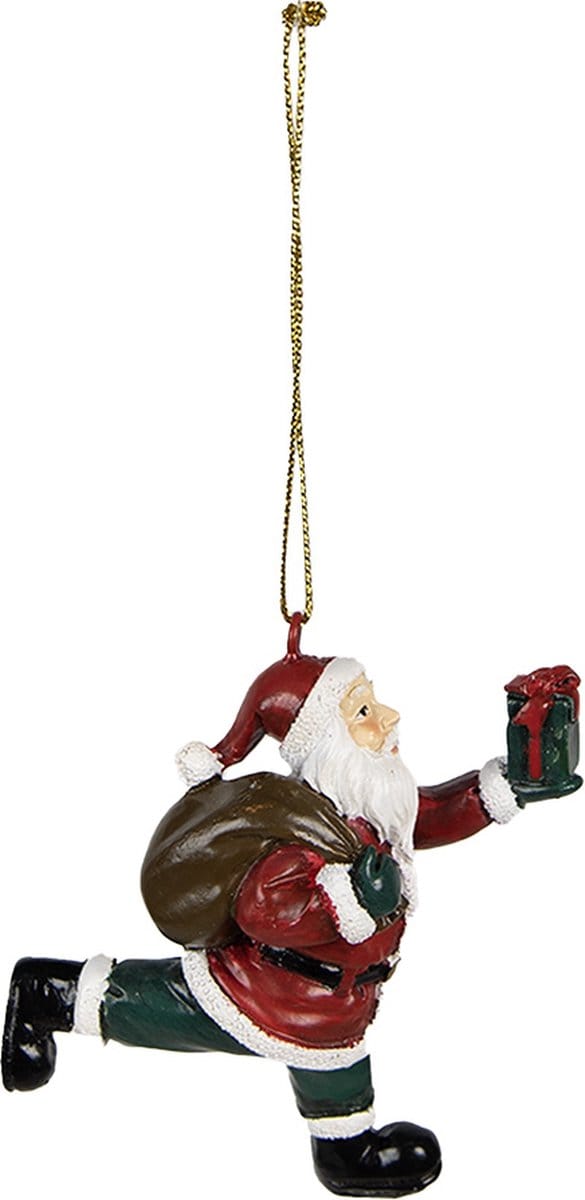 Clayre & Eef Kersthanger Kerstman 6x3x8 cm Rood Polyresin