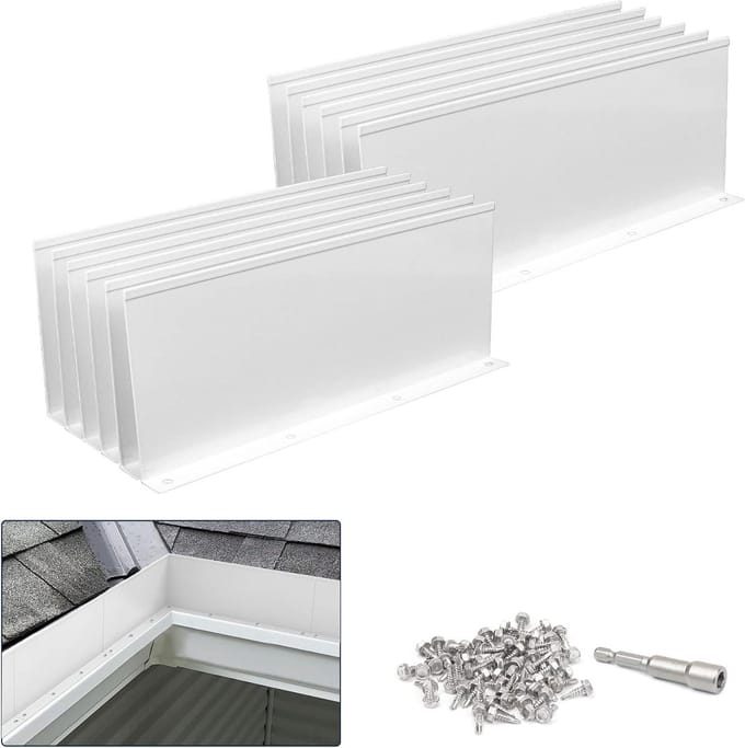 Regenafleider Dakgoot - Goot Spatscherm - Voorkom Overstroming - Universeel Ontwerp - 25 cm per stuk - Wit