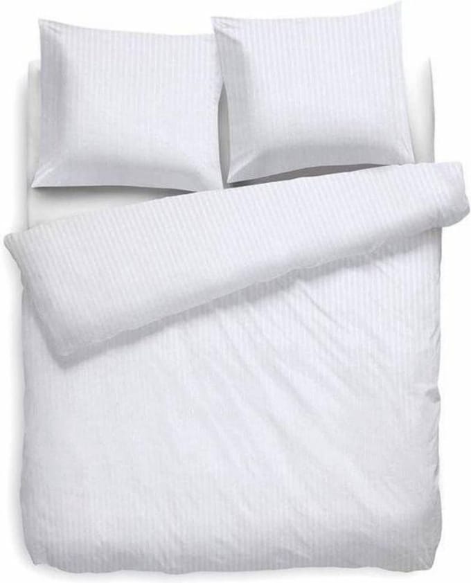 HNL Refined Satin Stripe Dekbedovertrek - Tweepersoons - 200x200/220 cm - Wit