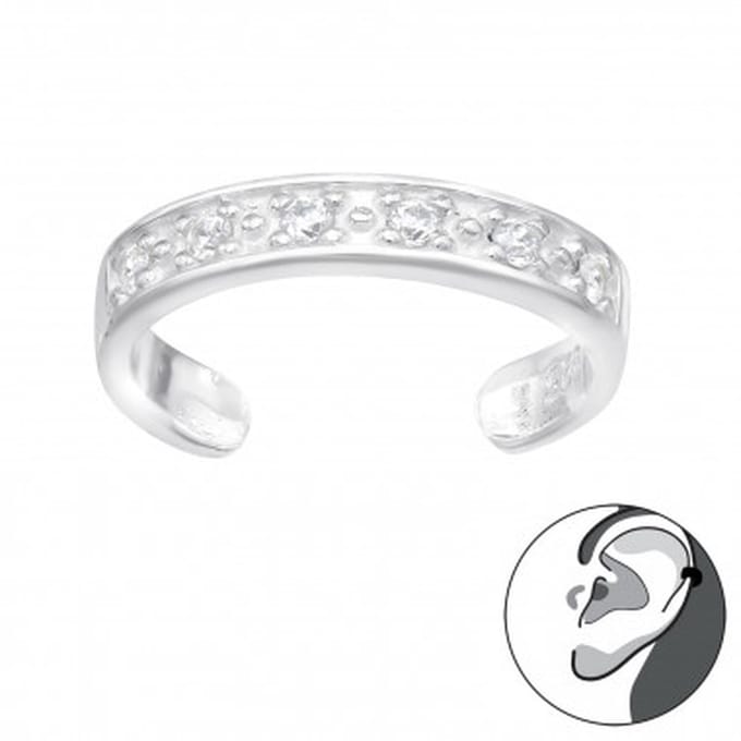 Zilveren ear cuff - kristallen - hypoallergeen - luxe verpakking