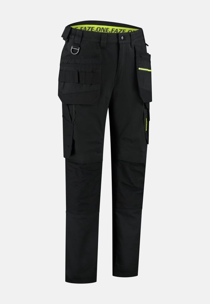 Faze.One Tracker 8K Denim Holster Werkbroek - Zwart/Zwart - Maat 48 | Stretch | Heren