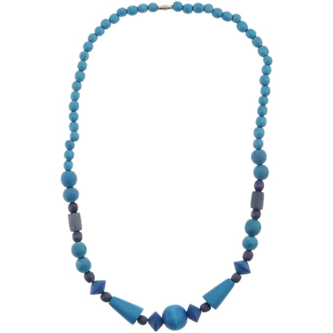 Behave – Houten kralen ketting – 48 cm – Turquoise blauw – Boho stijl
