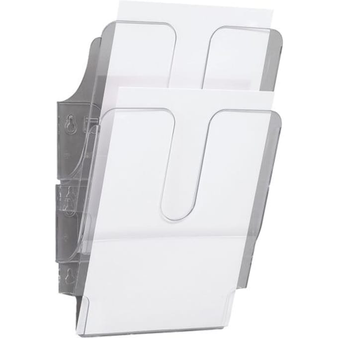DURABLE Folderhouder voor wandmontage. Met 2 vakken voor A4 documenten.