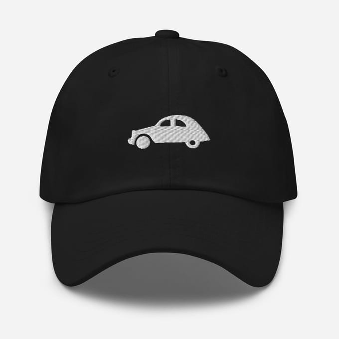 De2pktjes - Geborduurde pet Citroën 2cv - Zwart
