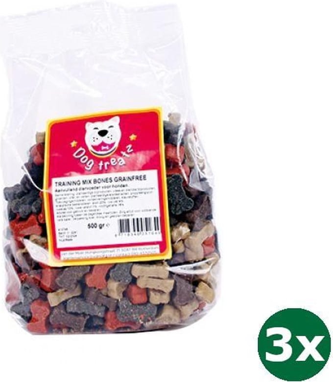 3x500 gr Dog treatz training mix bones grainfree