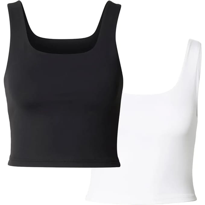 Urban Classics - Cropped Polyamide Mouwloze top - XS - Zwart/Wit