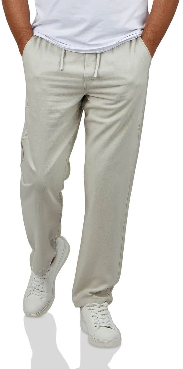 DENIMFY Heren Chino Broek DFDylan regular/straight Beige M Volwassenen Zomerbroek - Elastische Taille