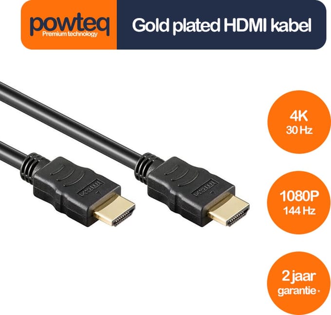 Powteq 2 meter HDMI kabel - HDMI 1.4 - Standaard HDMI kabel