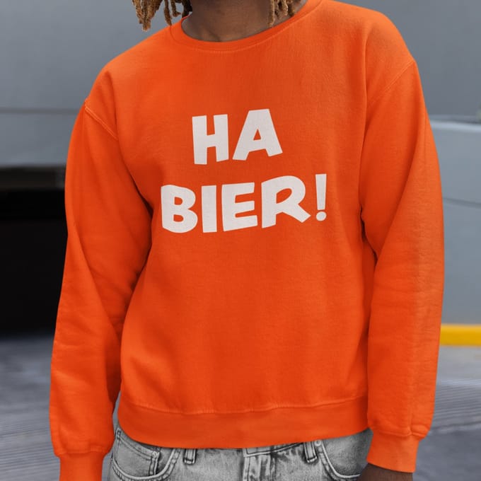 Oranje Koningsdag Sweater Ha Bier! - MAAT M - Feestkleding & Carnavalskleding
