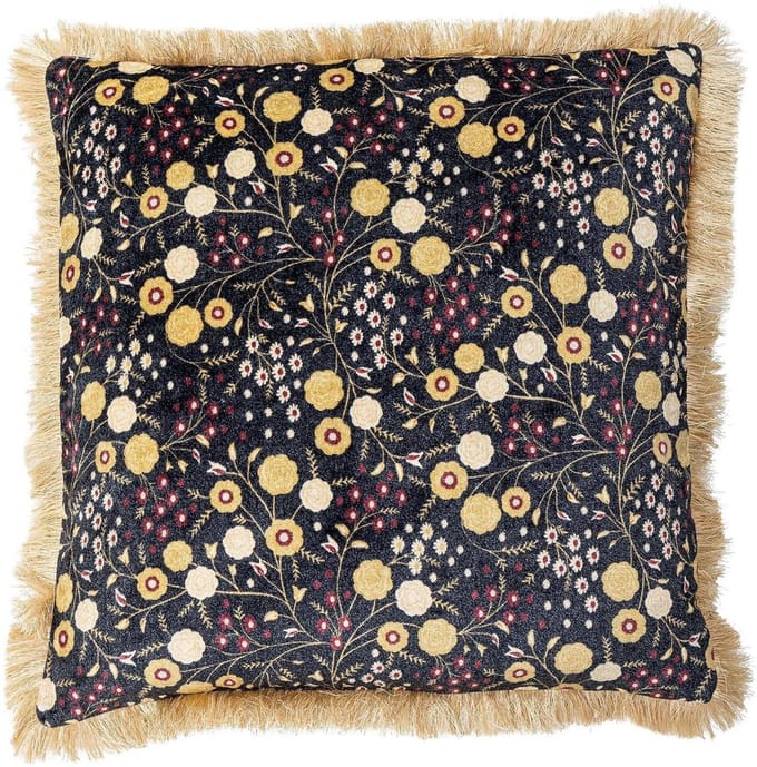 Bloomingville Kussen viscose blauw Eydis 45x45cm