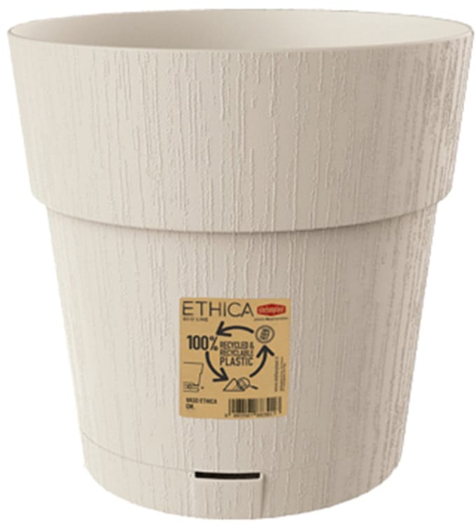 Bloempot 'Ethica' 25 cm – Gerecycled kunststof – Modern design - Kalkwit