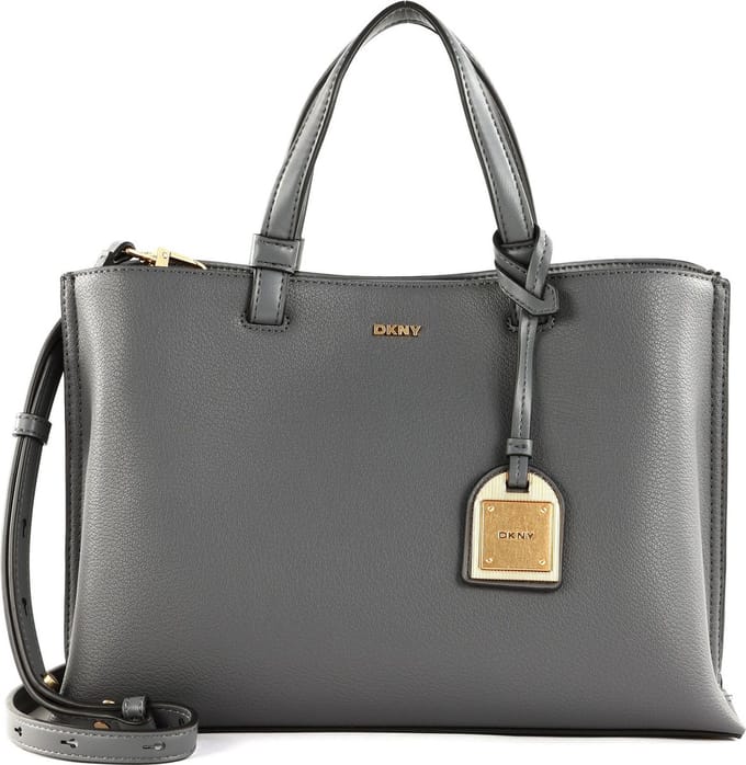 DKNY Leren Handtas Schoudertas Alya Satchel Dark Grey Grijs
