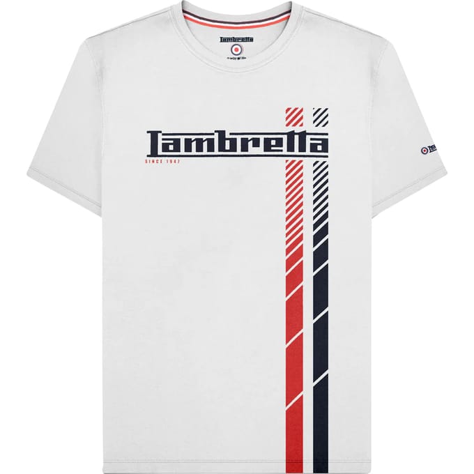Lambretta Heren SS25 Racing Stripe T-shirt (Wit)