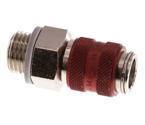 Vernikkeld Messing DN 5 Rood Luchtkoppeling Snelkoppeling G 1/4 inch Buitendraad - CLS5-M-BN-RED-014