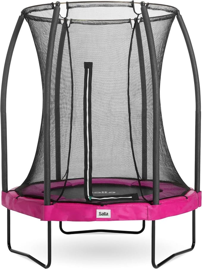 Ronde Trampoline 153 cm met Veiligheidsnet - Instapmodel Zwart/Groen/Roze