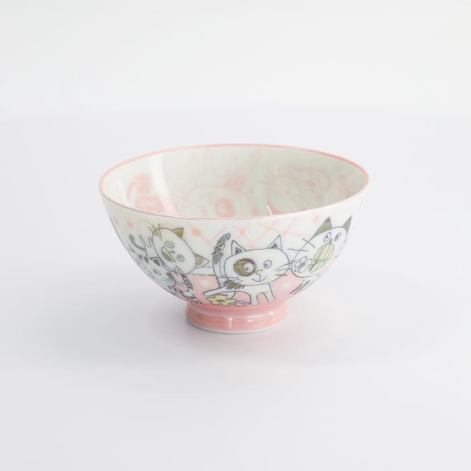 Tokyo Design Studio – Kawaii – Rijstkom – 11.4×6.2cm – 300ml – Roze – Kat