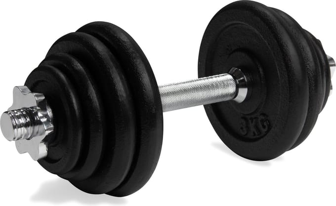 VirtuFit Verstelbare Dumbbell Pro - 15 kg - Halterstang met Schijven - Gewichten Set - Halterset - Gietijzer