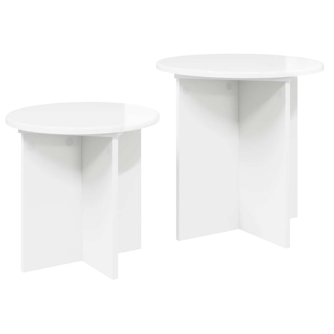 vidaXL - Bijzettafelset - 2 - st - Hoogglans - Wit - Ø - 45 - x - 45 - cm