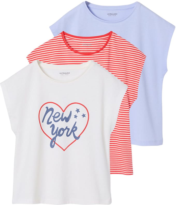 Vertbaudet Set van 3 Basics meisjesshirts met korte mouwen